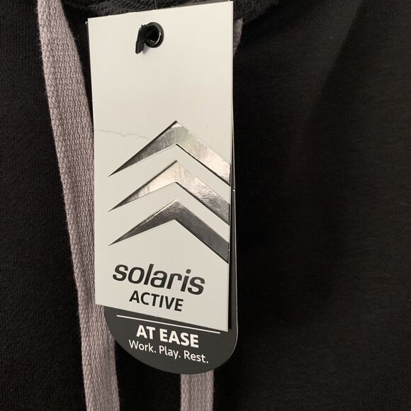 Solaris Mens S French Terry Short-Sleeve Hoodie Sweatshirt Black NEW - Picture 4 of 7